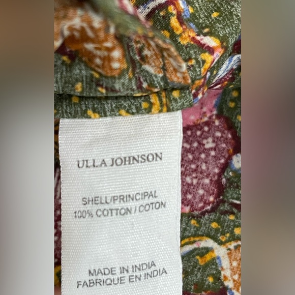 Ulla Johnson Devya Green MultiColor Floral Puff Sleeve Ruffle Shift Dress Size 6 - Picture 9 of 10
